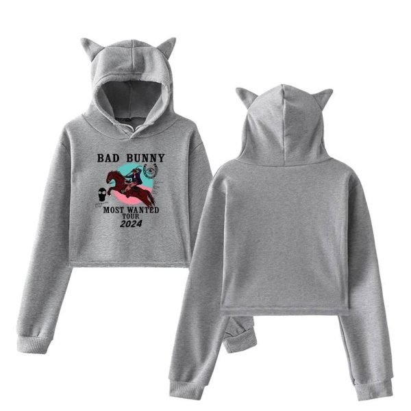 Bad Bunny Cropped Hoodie #3 - Image 4