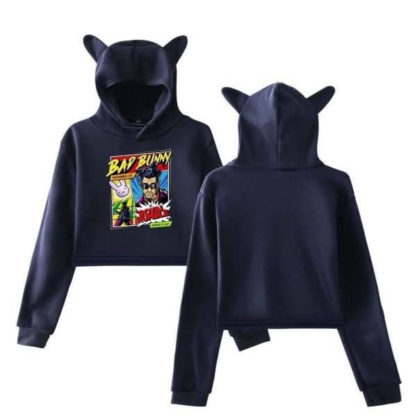 Bad Bunny Cropped Hoodie #1 - Image 3