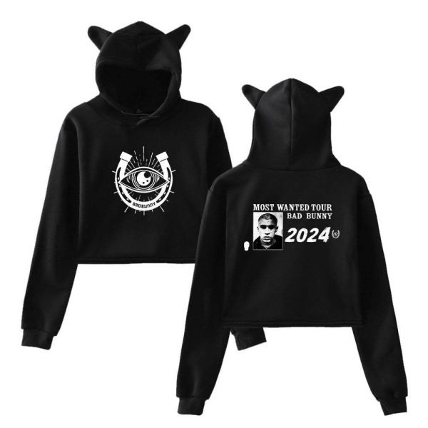 Bad Bunny Cropped Hoodie #2 - Image 2