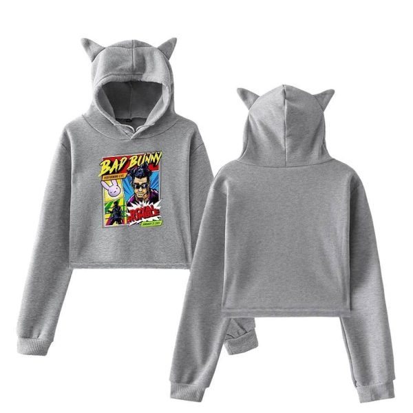 Bad Bunny Cropped Hoodie #1 - Image 4